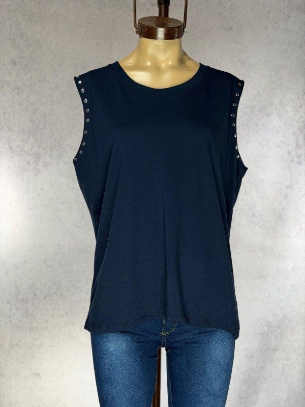 Producto - MUSCULOSA AZUL TACHAS ALGODON CON LYCRA