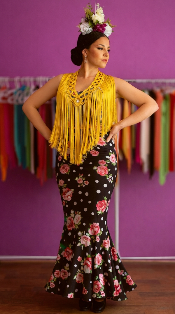 Producto - Tira De Flecos De Seda Para Escote Zig Zag Amarillo - 0