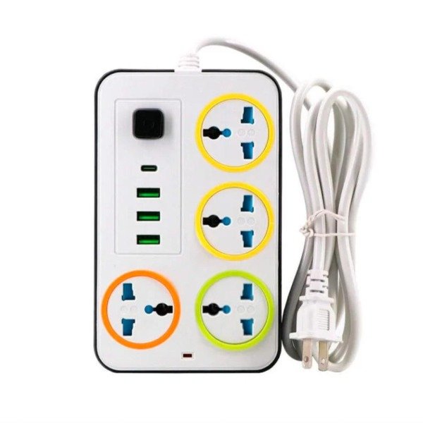 Producto - ZAPATILLA ALARGUE ENCHUFE 220V 2500W PD 3 USB 1 USB TYPE C 4 TOMAS CABLE 3M