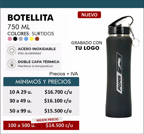 Producto - Botella termica acero 750 ml. Desde