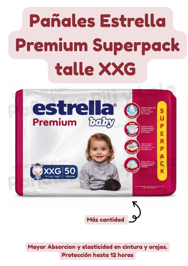 Producto - Pañales Estrella Premium Superpack talle XXG 50 unidades