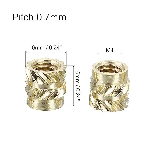 Producto - insertos Roscado de Bronce M4 de 6x6 - Pack X 20