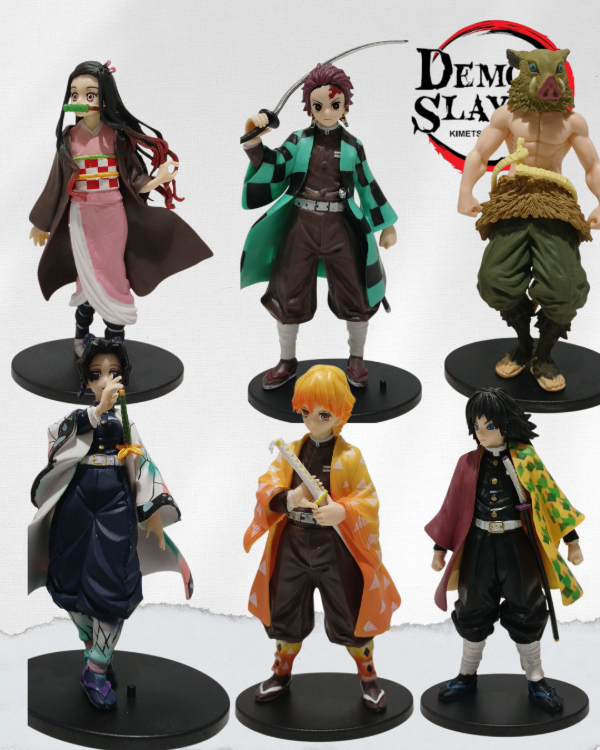 Producto - Set Figuras Demon Slayer X 6 Tanjiro Inosuke Nezuko 14 Cm