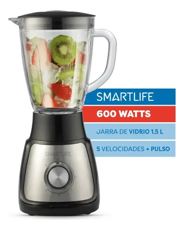 Producto - Licuadora SMARTLIFE acero jarra vidrio 600w
