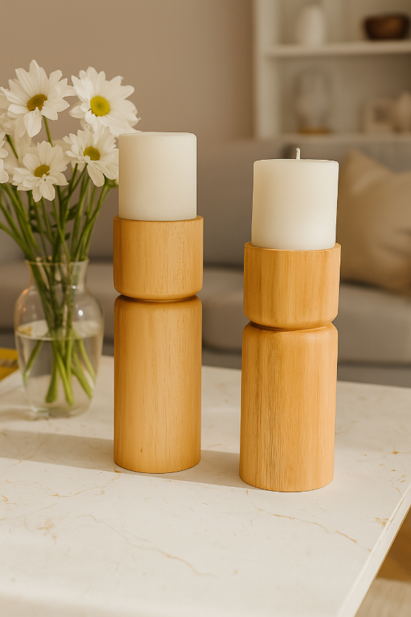 Producto - PORTA VELA DE MADERA RANCH