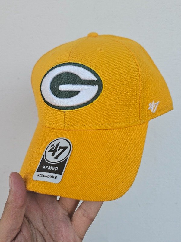 Green bay packers yellow '47 brand mvp adjustable velcro team