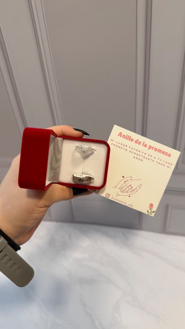 Producto - Cajita de anillos de la promesa - alianza y anillo corazón
