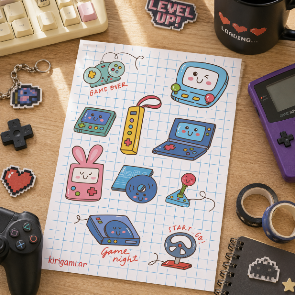 Producto - Plancha de stickers Gamer Cute