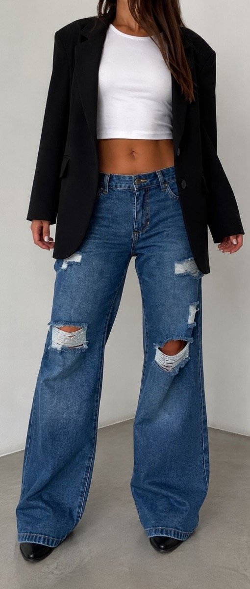 Jeans wide leg rotura Elena