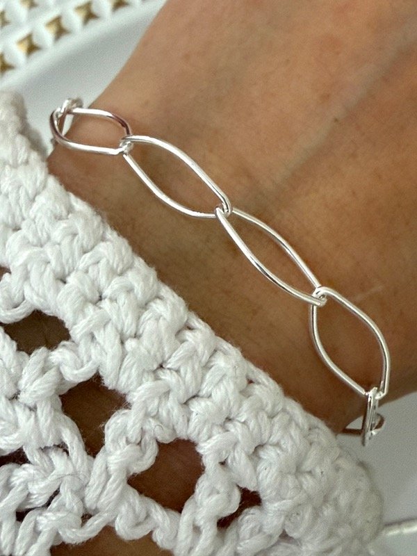 Producto - PB1129 Pulsera eslabones acero blanco 18 cm