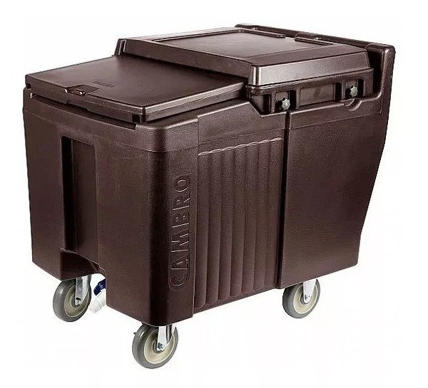 Producto - Carro Para Hielo 57 Kg Con Tapa Ruedas Polietileno Cambro