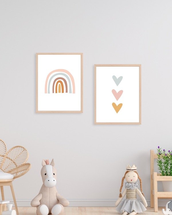 Producto - Cuadro Arcoíris boho + corazones