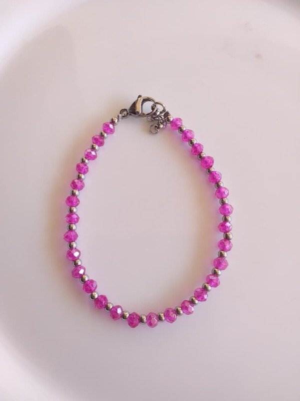 Producto - AQP0151 Pulsera Cristal Fucsia con Bolita (1x1)