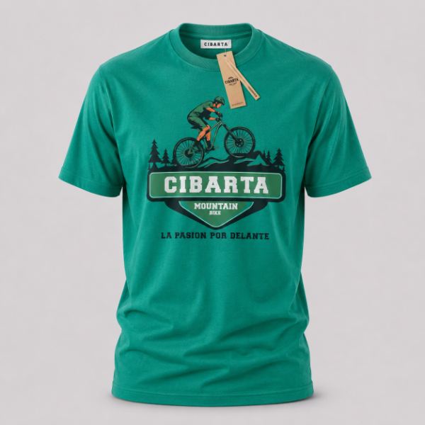 Producto - Remera Deportiva Cibarta Modelo Mountain Bike Verde  algodón