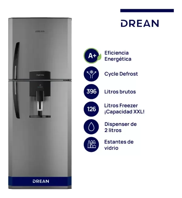 Producto - Heladera Drean Con Freezer Cíclica 396 L Gris  Hdr400f41e Gris - 0
