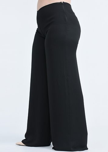 Pantalon palazzo fiesta doble gasa con cierre de costado - Moda Pasión  Vestidos