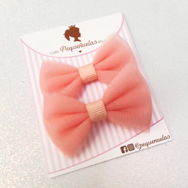 Mini Moños Tul Salmón