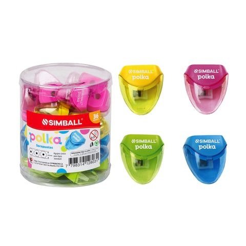 Producto - SACAPUNTAS 1 ORIFICIO CON DEPOSITO POLKA POTE X36 UNIDADES SIMBALL