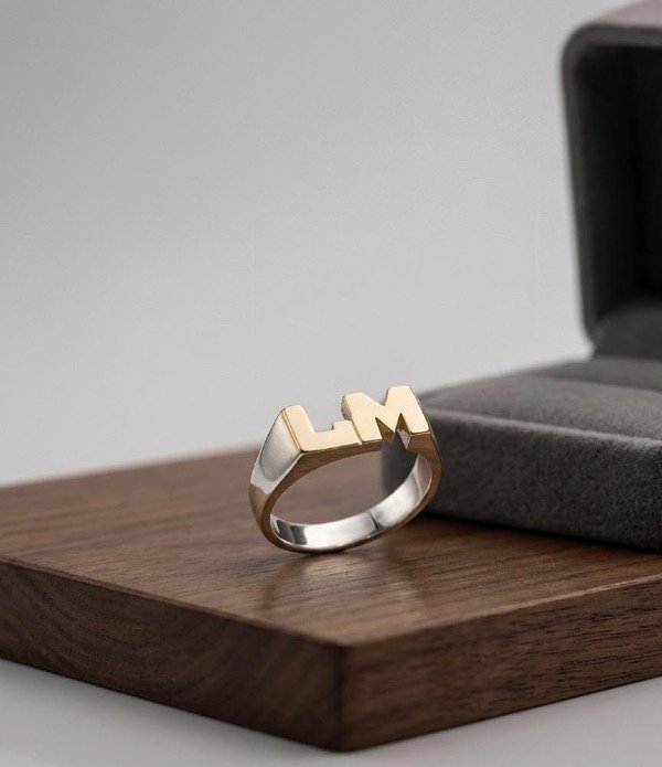 Producto - Anillo Inicial Doble Plata y Oro