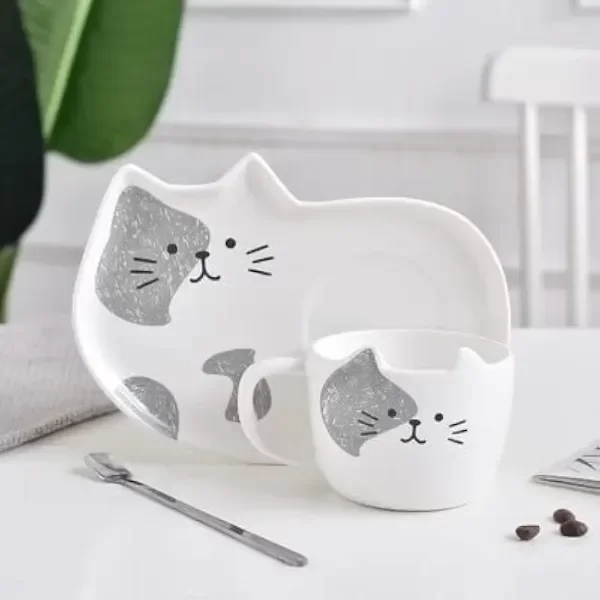 Producto - Set taza + plato + cucharita Gatito