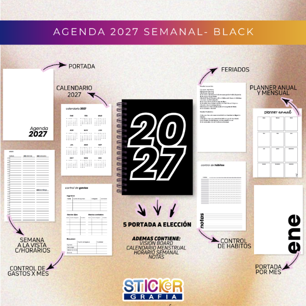 Producto - Agenda 2027 Semanal Black