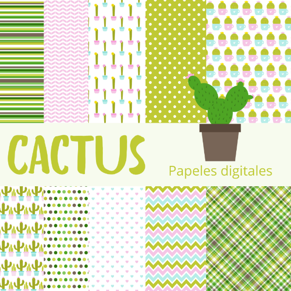 Producto - Colección Cactus - Papeles Digitales + Clipart - PA-F20