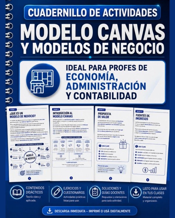 Producto - CUADERNILLO DE ACTIVIDADES - MODELO CANVAS Y MODELOS DE NEGOCIO