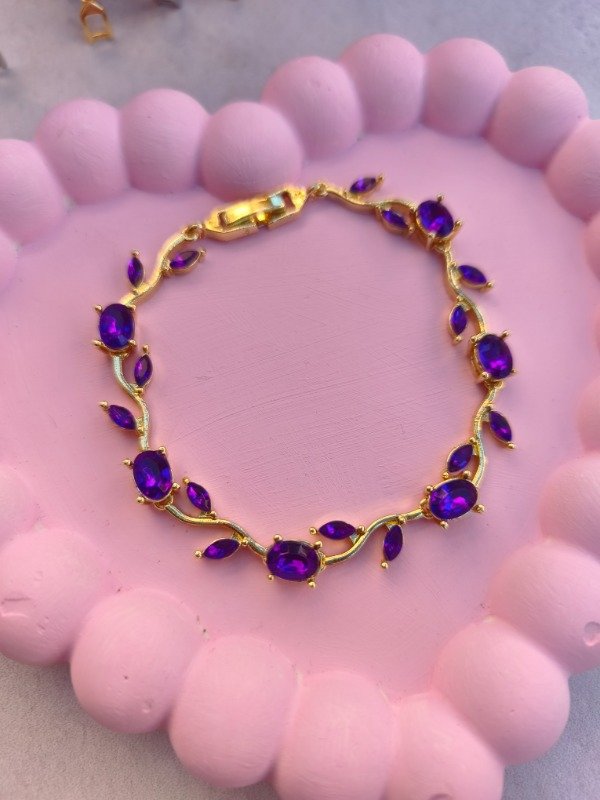 Producto - Pulsera Tulipán Violeta dorada - 0
