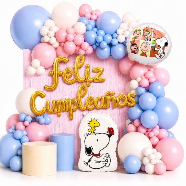 Producto - Kit de Globos Snoopy Rosa y Celeste