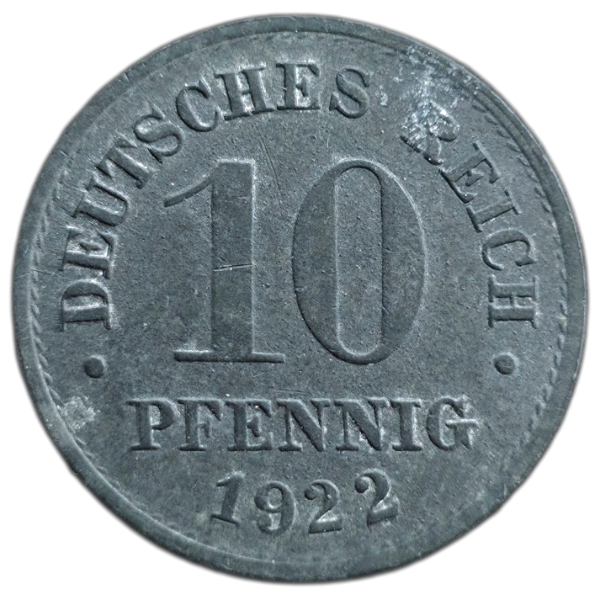 Producto - Alemania Imperio 10 Pfennig 1922 Guillermo II Km#26 VF+