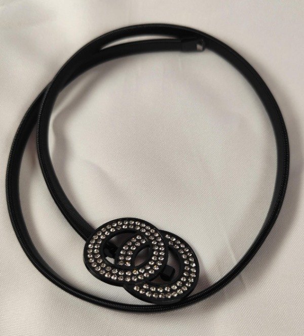 Producto - Cintos Caderines Elastizados Con Strass Hebilla Doble Circulo