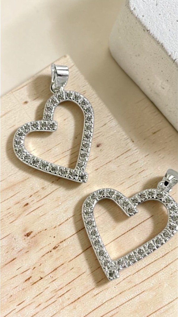 Producto - Dije de Plata 925 corazon grande con cubics