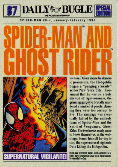 Producto - 1994 Fleer The Amazing Spider-Man #87 - Spider-Man and Ghost Rider - 1