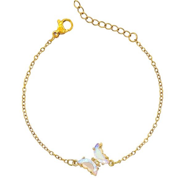 Producto - Pulsera de acero dorado - Espejito - Mariposa tornasol