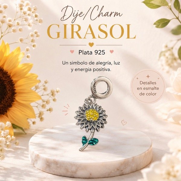 Producto - Dije/charm girasol de Plata 925