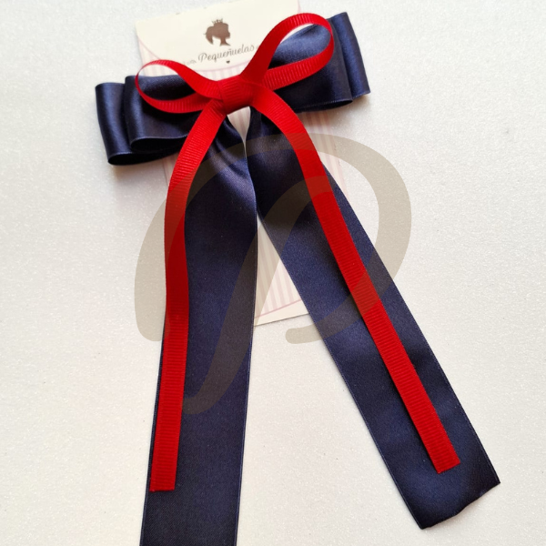 Producto - Moño Luciana Azul Marino y Rojo