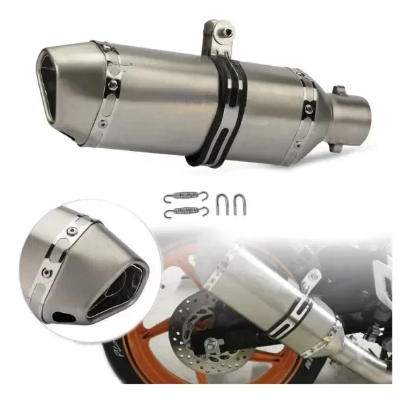 Producto - Escape Silenciador Tipo Akrapovic Mediano Universal Plateado + DB Killer - 6