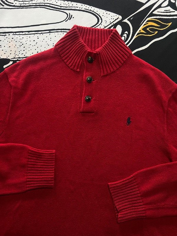 Producto - Sweater con botones Polo Ralph Lauren rojo. Talle XL