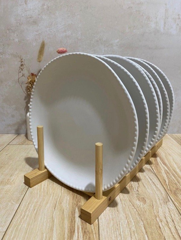 Producto - SET DE PLATOS DE CERÁMICA IRREGULAR BLANCO
