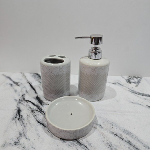 Producto - Set de baño 3 piezas de cerámica blanco