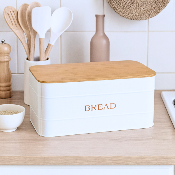 Producto - Lata White con Tapa Madera Pan