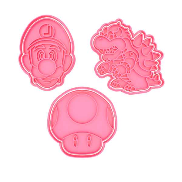 Producto - Set x 3 Cortante con Stamp Mario 2 Luigi Bowser - ENTREGA INMEDIATA