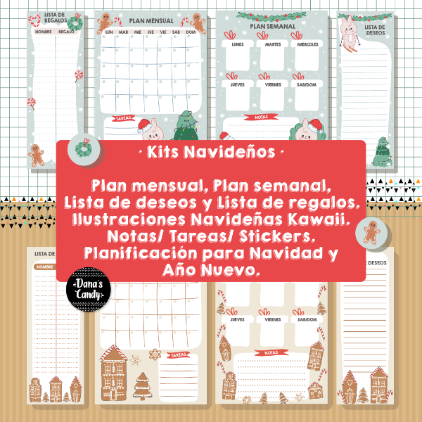 Producto - Kit Plan mensual, plan semanal, lista de deseos y lista de regalos / Casitas