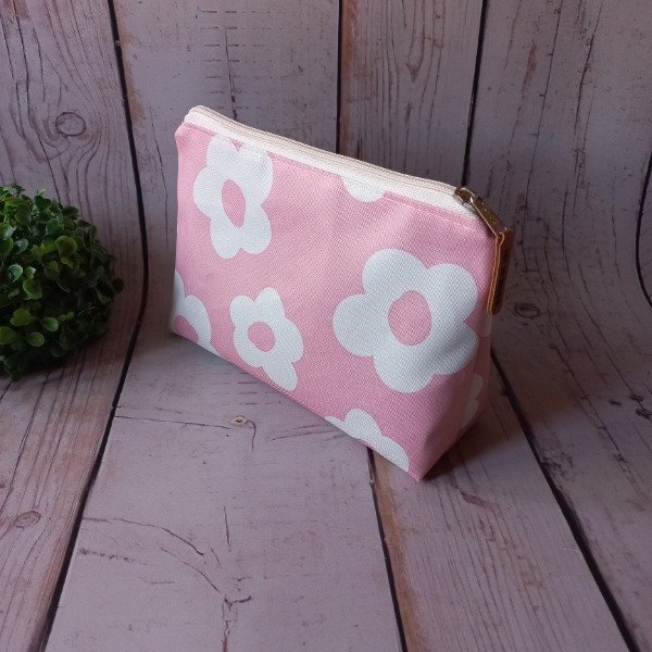 Producto - Porta cosméticos "LIA" - Rosa / Flores blancas
