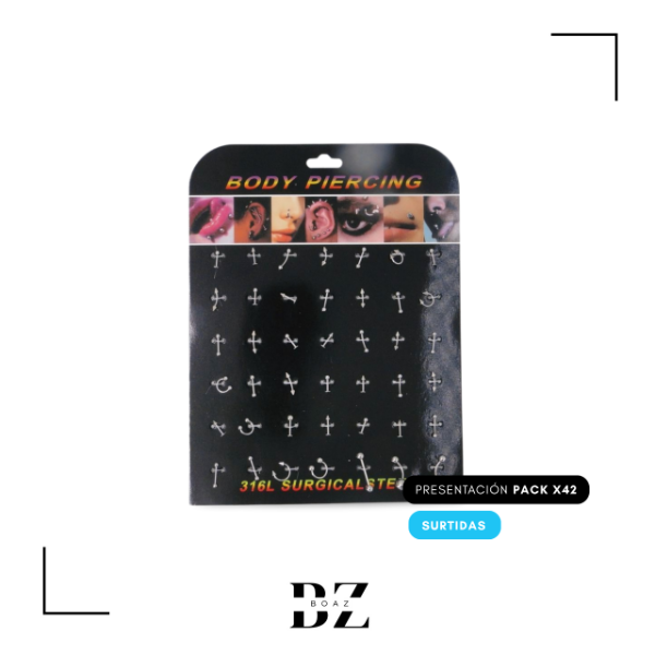 Producto - AROS PIERCING X 42 PCS EN PLANCHA SURTIDOS - 2065-1