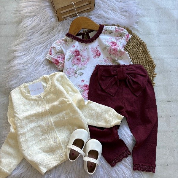 Producto - Calza con moño en color bordo talles hasta 2 años - 1