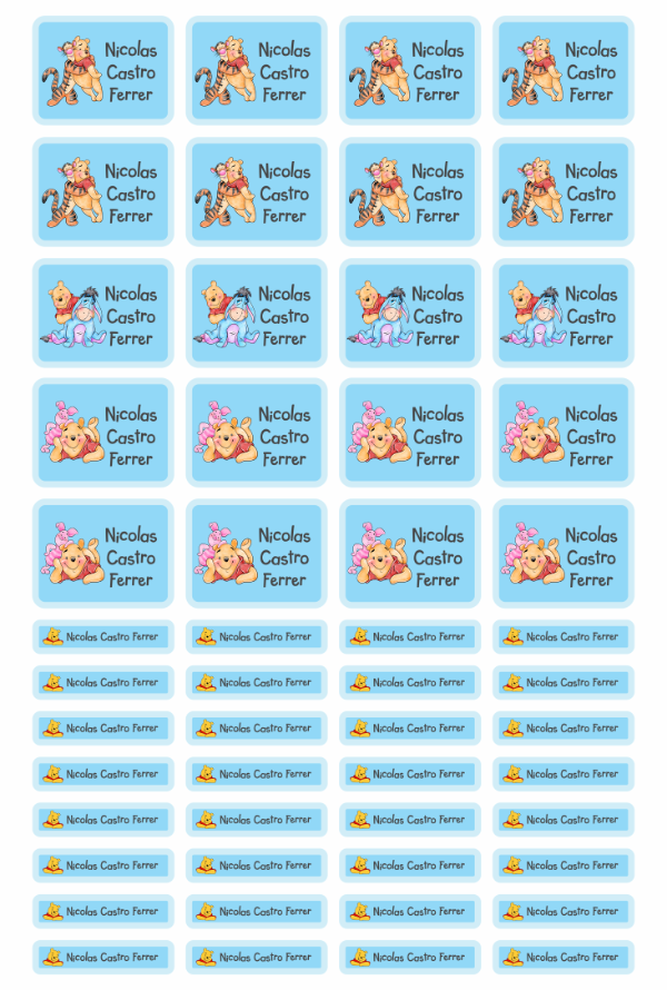 Producto - Etiquetas Escolares - Winnie Pooh