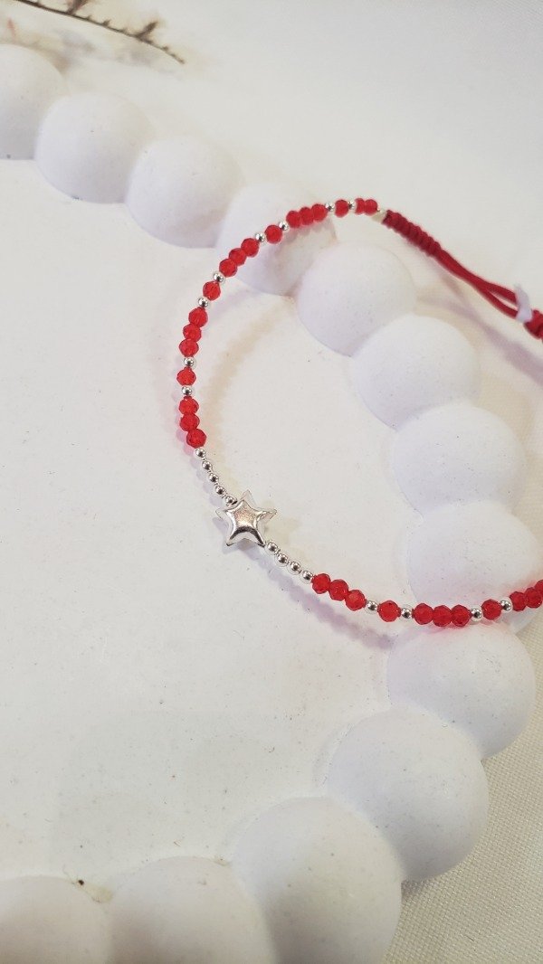 Producto - Pulsera cristales rojo estrella Plata