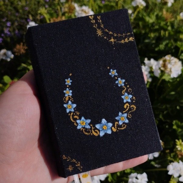 Producto - Cuaderno A7 no me olvides hojas lisas pintado a mano