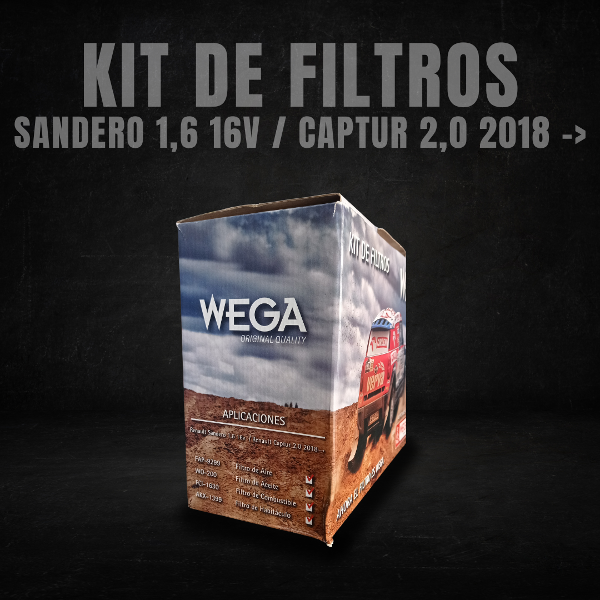Producto - KIT DE FILTROS WEGA - RENAULT SANDERO 1,6 16v / CAPTUR 2,0 2018 EN ADELANTE